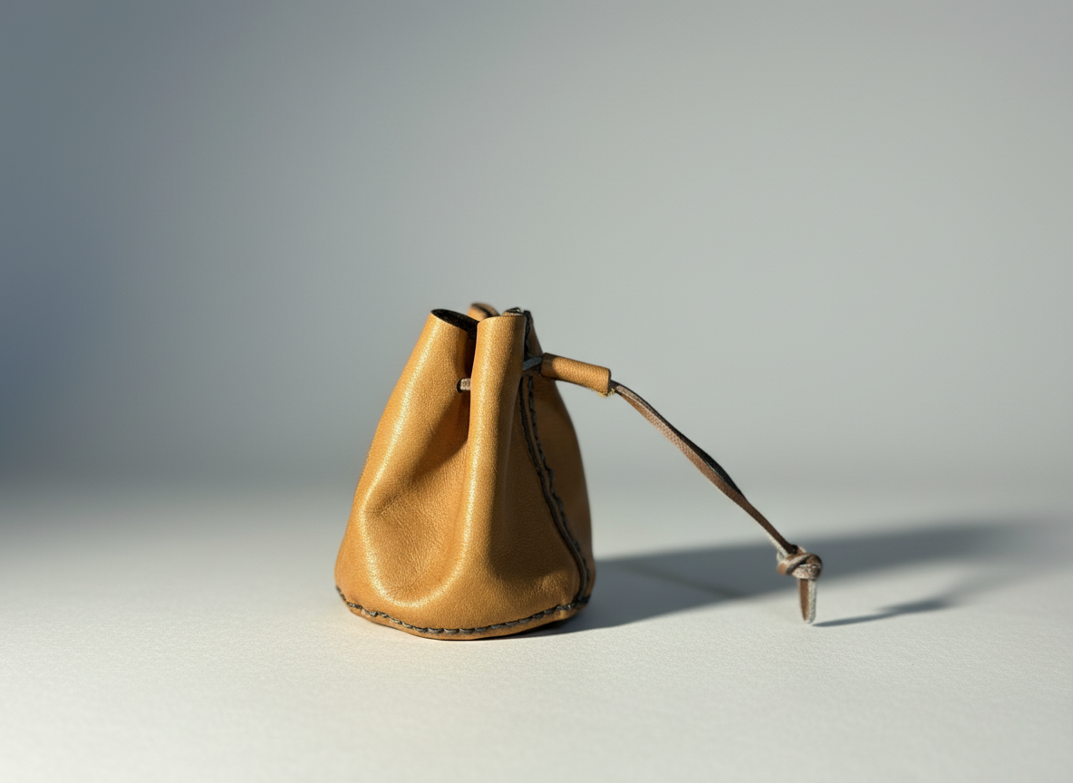 Handcrafted Leather Drawstring Pouch Bag