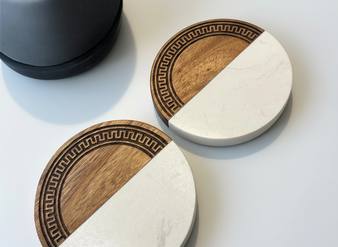 Greek Style Border Design for Wood and Marble Coasters