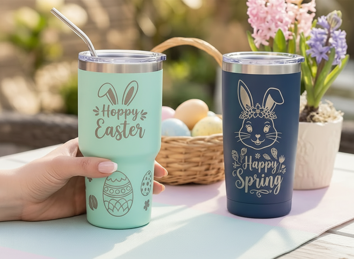 Easter Bunny Tumbler laser engraved custom tumbler idea