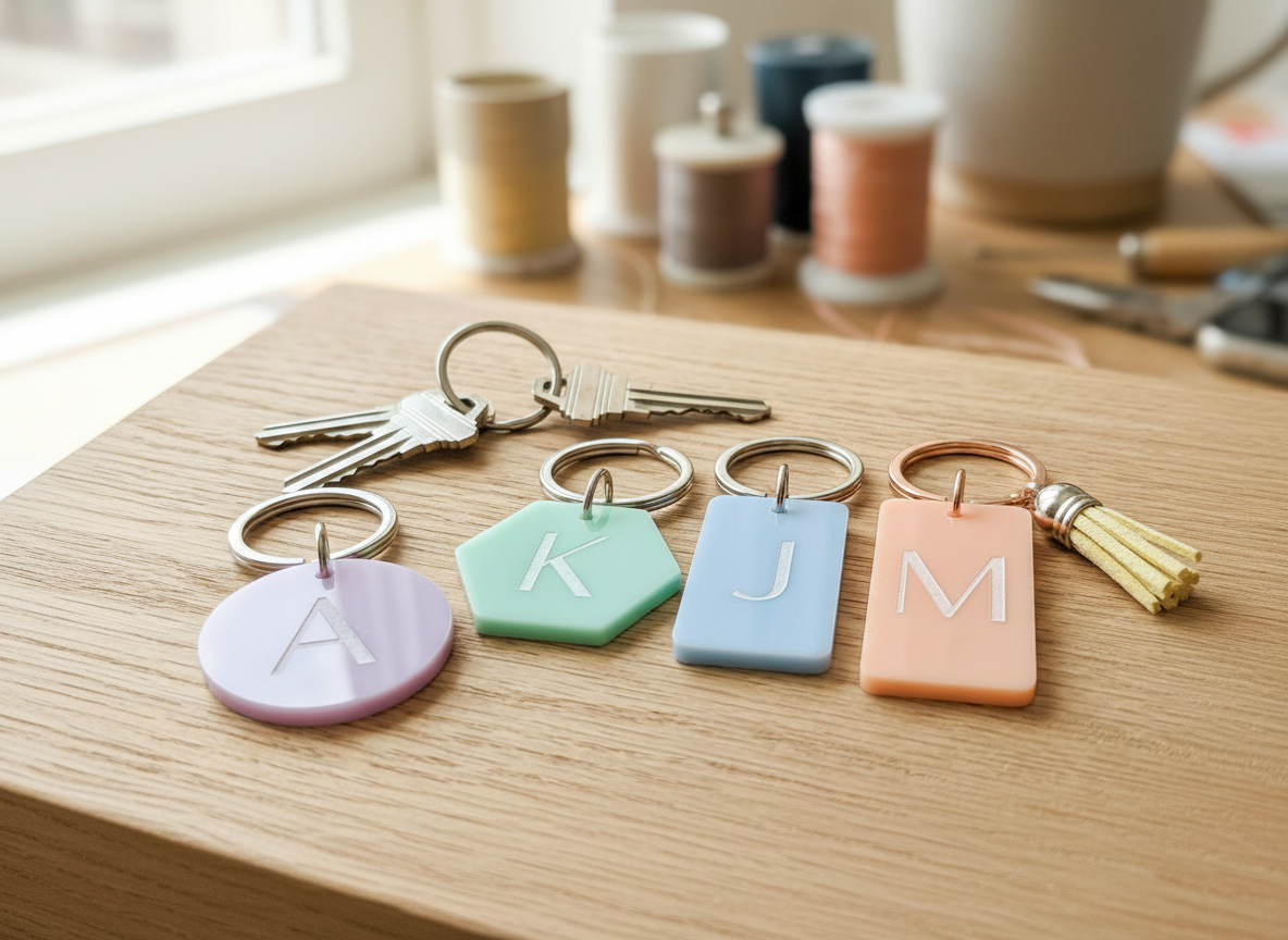Personalized Pastel Acrylic Initial Keychains custom logo keychain idea