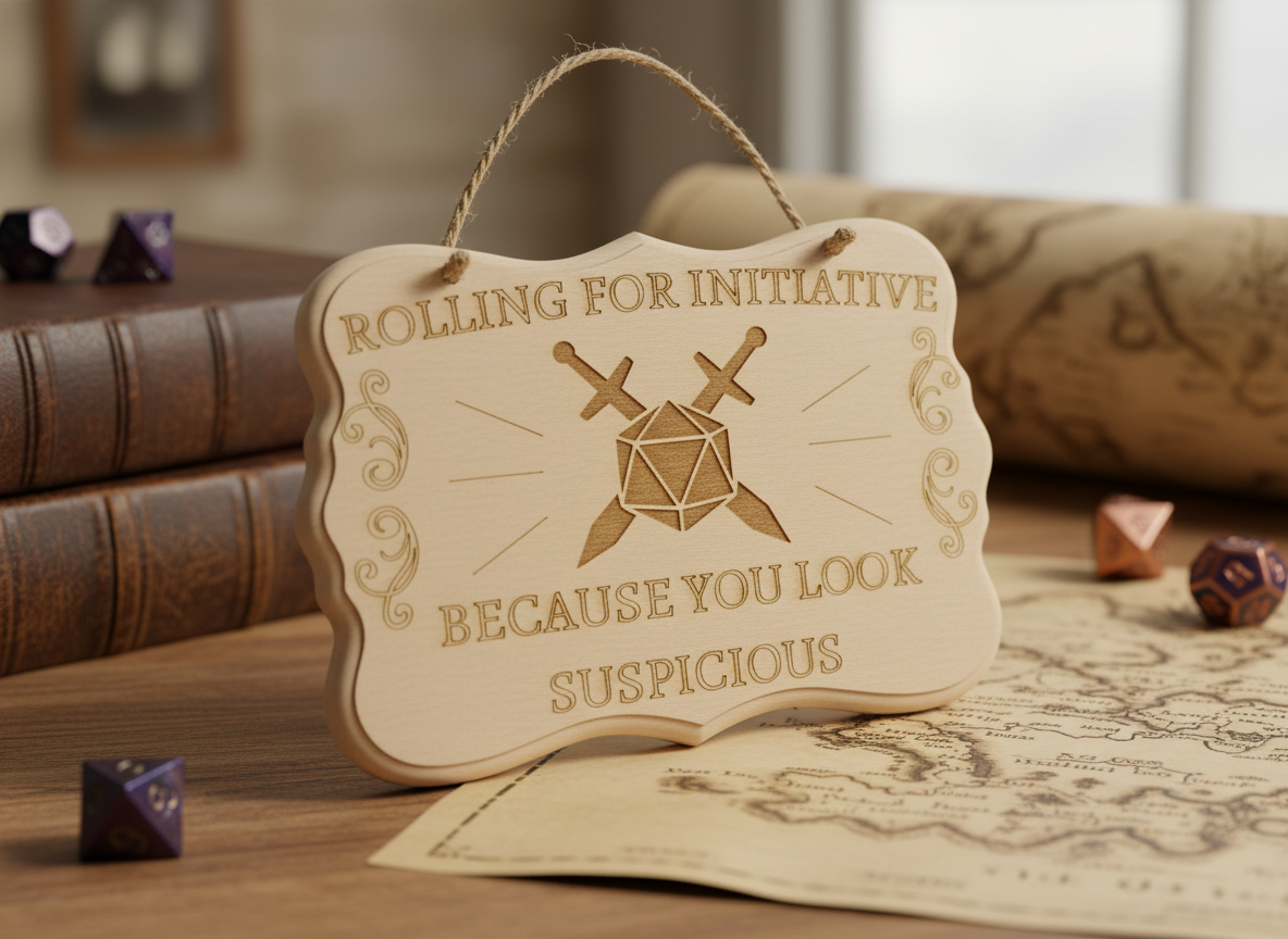 Rolling for Initiative – Suspicious Guest Warning Sign for TTRPG Lovers ...