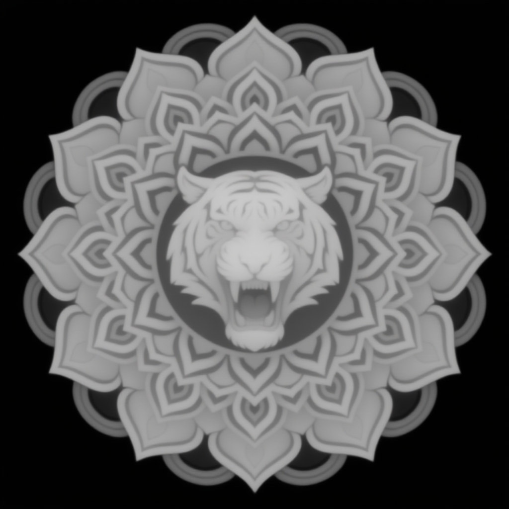 Laser Embossed Glass Coaster with Tiger Mandala Design F2 Ultra UV
