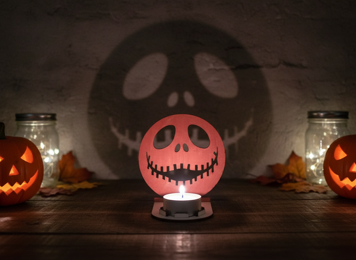 Pomysł dekoracji z stojakiem na tealighty Jack-o'-Lantern