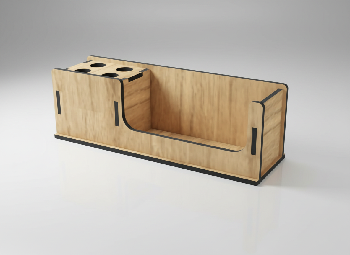 Holder for Business Cards and 4 Pencils laser cut business card holder idea