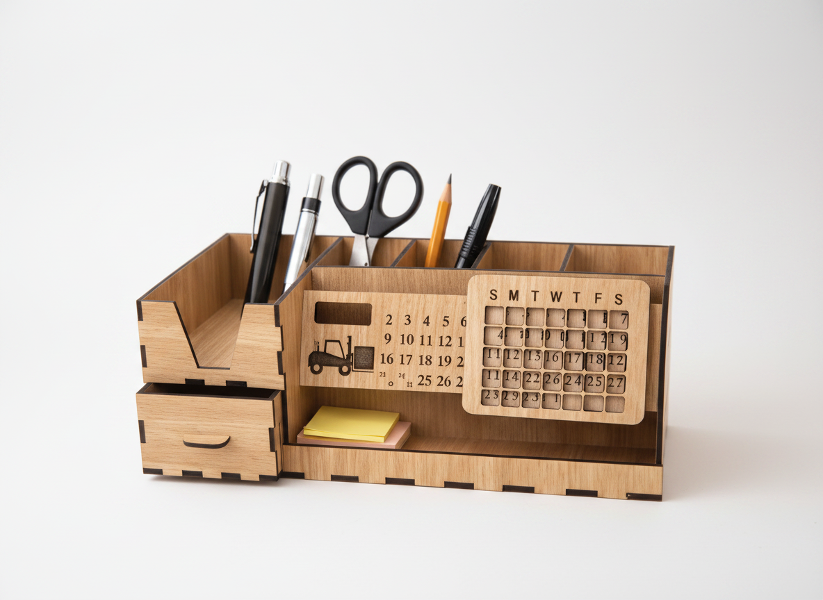 Laser Cut Multipurpose Desk Organizer 3mm | Wooden Desk Storage SVG DXF ...