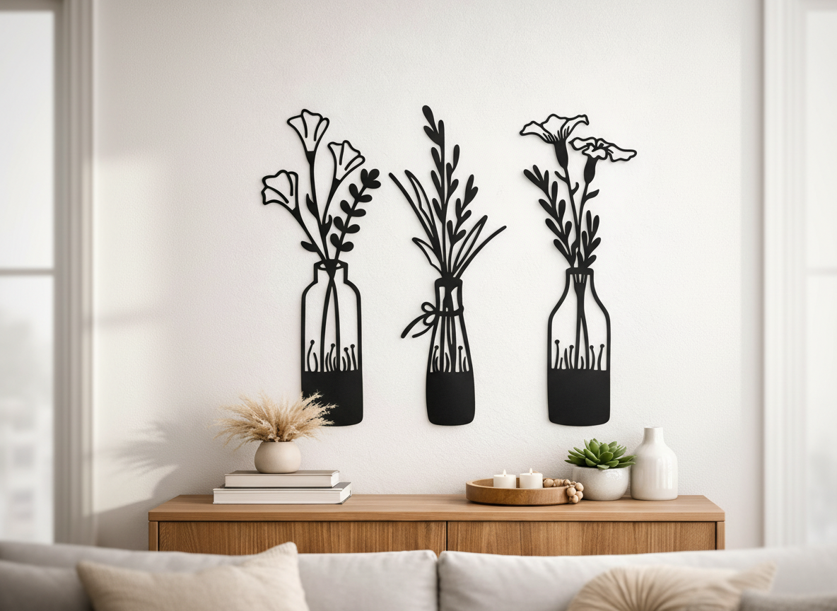 Art mural vase de fleurs minimaliste SVG, déco botanique (téléchargement numérique)