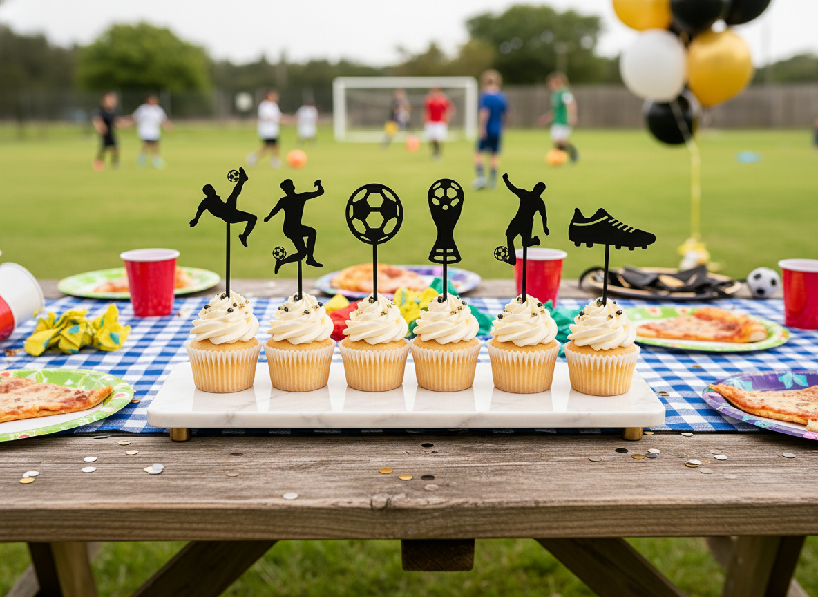 Bundle SVG di topper per cupcake calcio - Decorazione festa calciatore