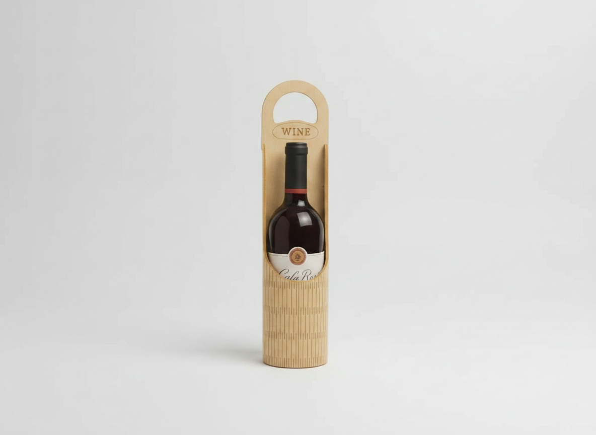 Wooden Wine Gift Box, Laser Cut Bottle Holder wedding gift design