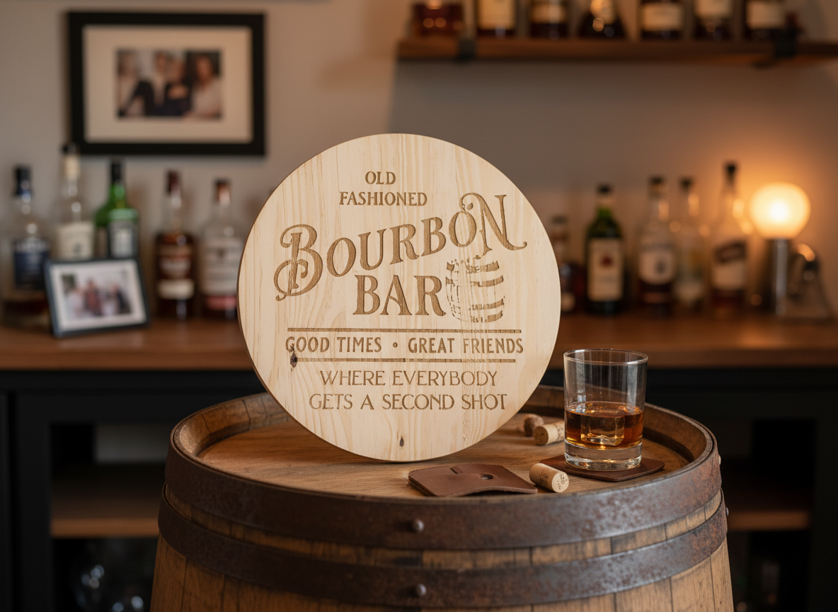 "Good Times, Great Friends" Bourbon Bar Sign gift design