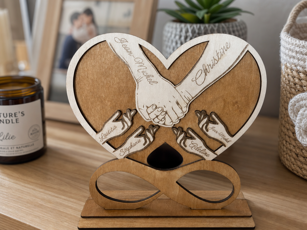 Layered Infinity Heart, Parents' and Children's Hands gift design