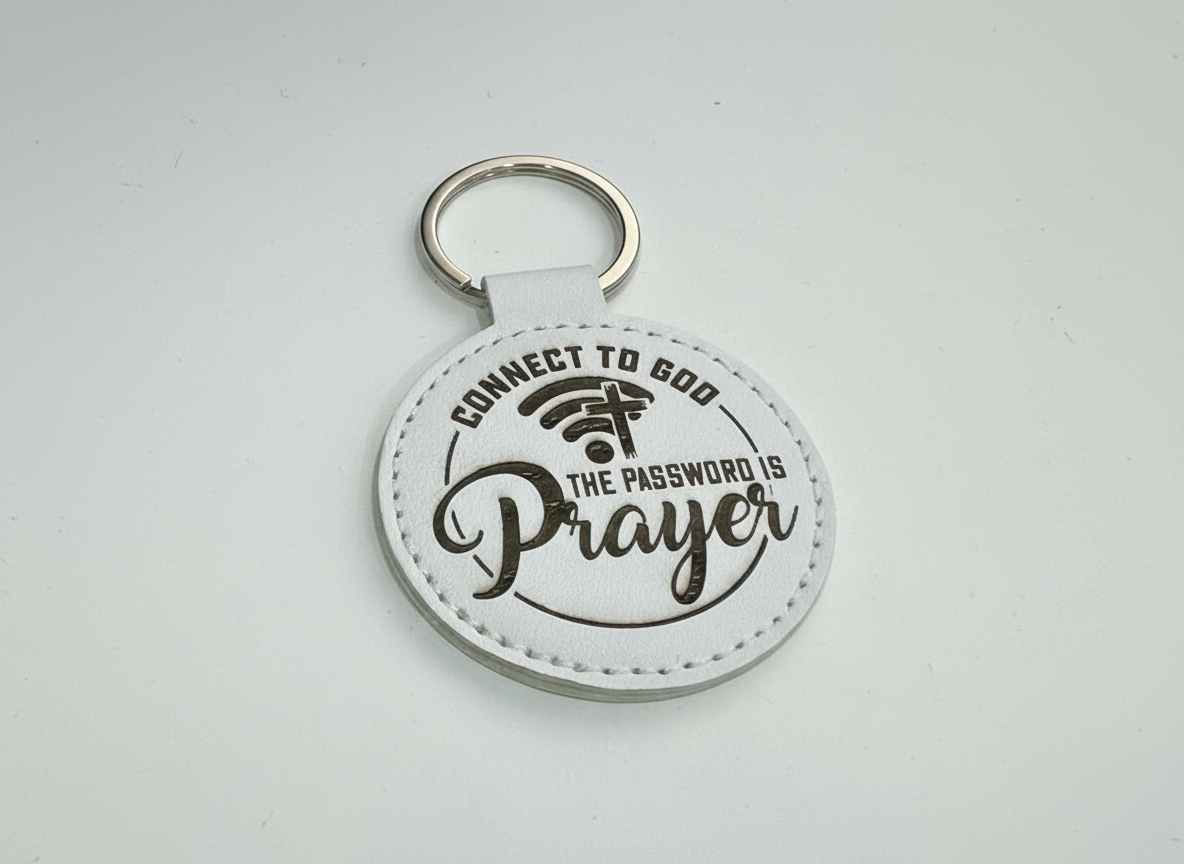 Connect to God Prayer Leather Keychain custom leather keychain idea