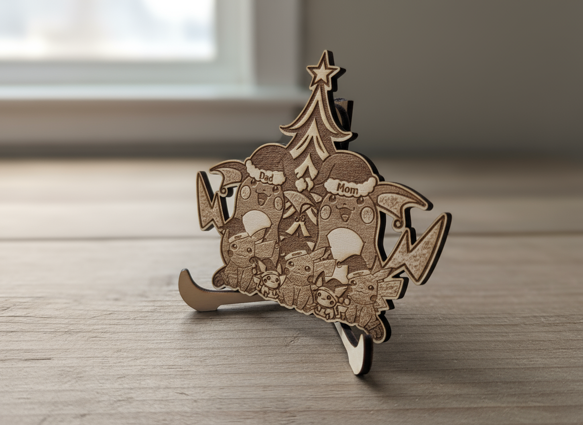 Pikachu-Inspired Family Christmas Ornament christmas gift design