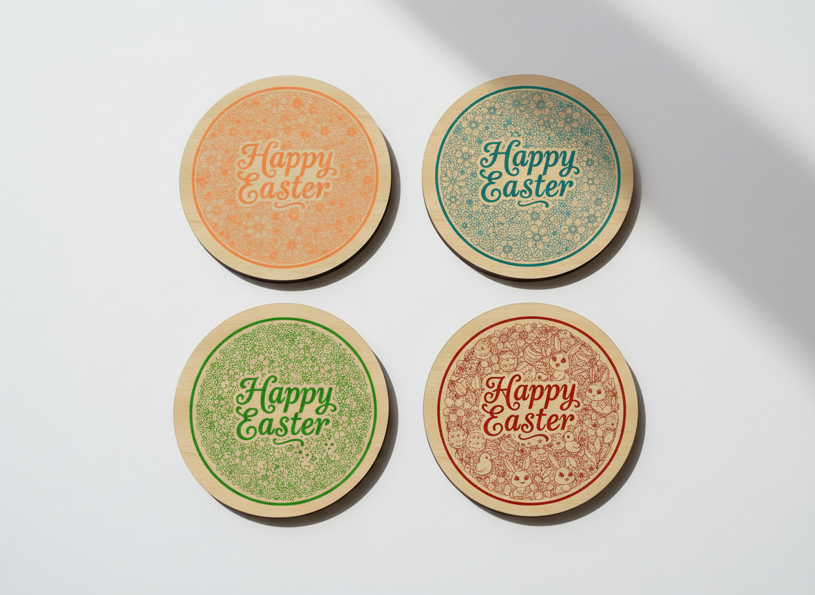 Easter “Happy Easter” Mandala Coasters mandala craft idea