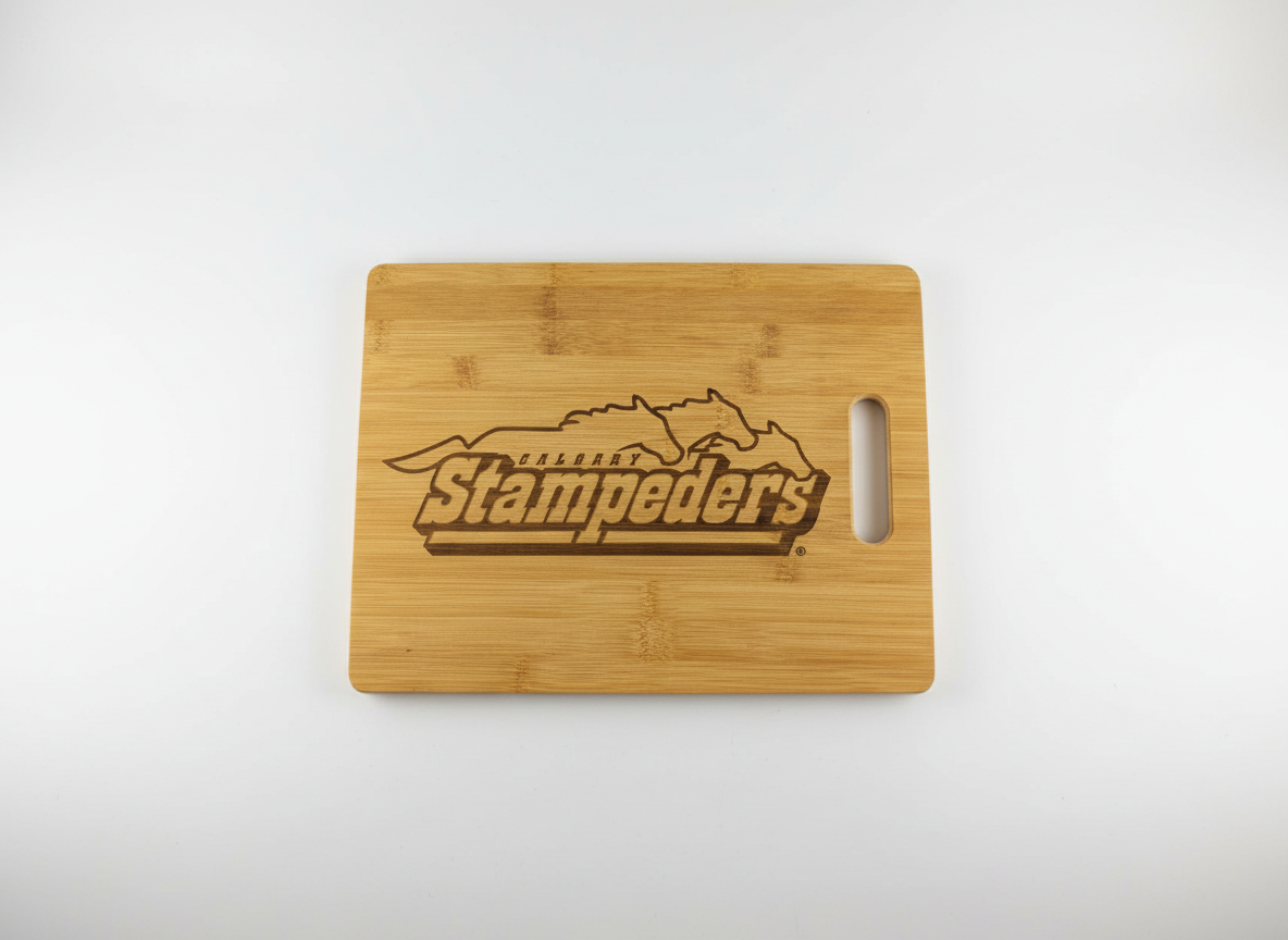 Laser Engraved Bamboo Calgary Stampeders Cutting Board sports logo design