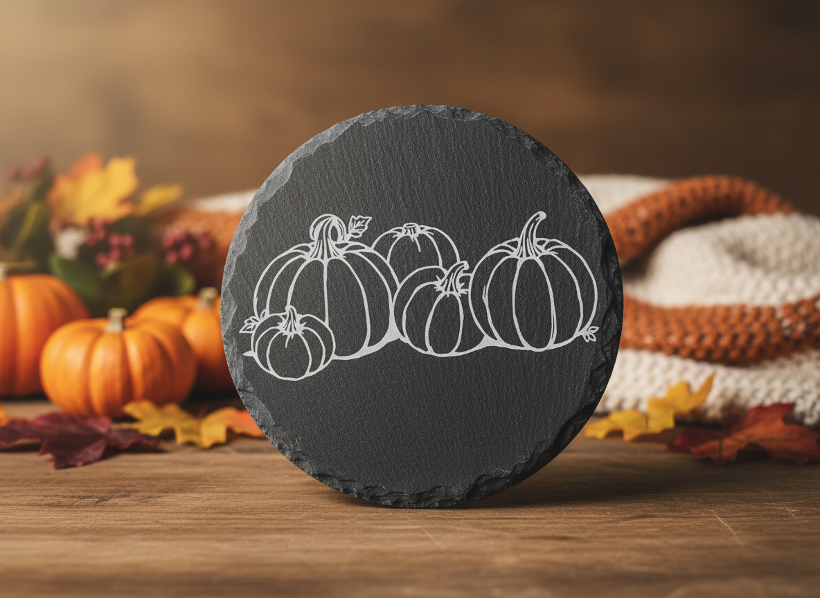 Slate Pumpkin Fall Coaster Halloween coaster idea