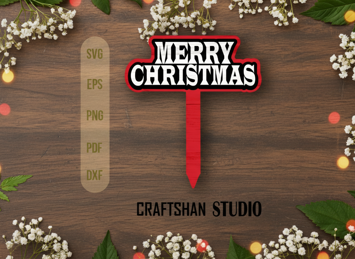 Merry Christmas cake topper