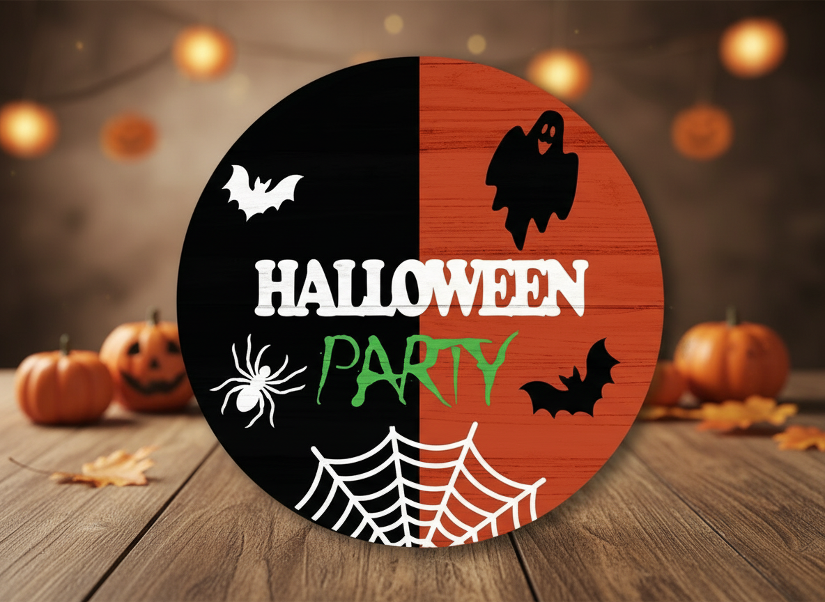Decorazione da parete in legno tagliata al laser a tema festa di Halloween - idea di decorazione per la festa di Halloween