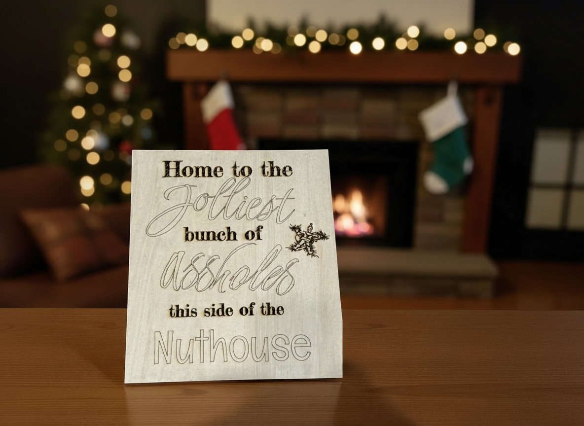 "Home to the Jolliest Bunch" Wood Sign