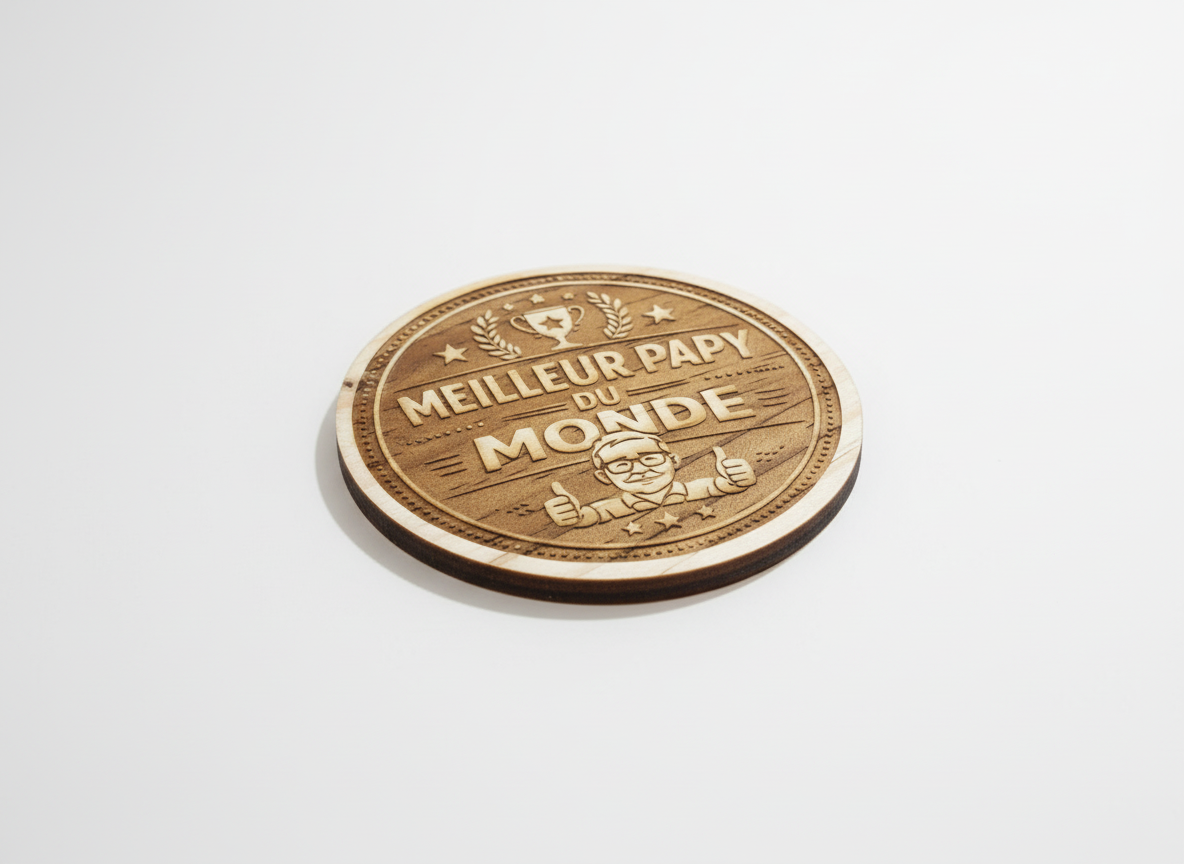 Gravur bester Opa der Welt für Untersetzer oder Medaille Geschenkidee