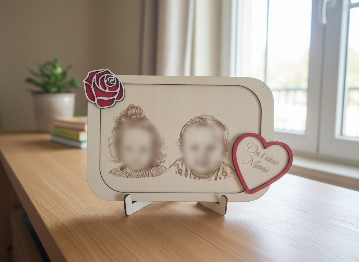 Personalized Heart Photo Frame with Kids' Names gift design