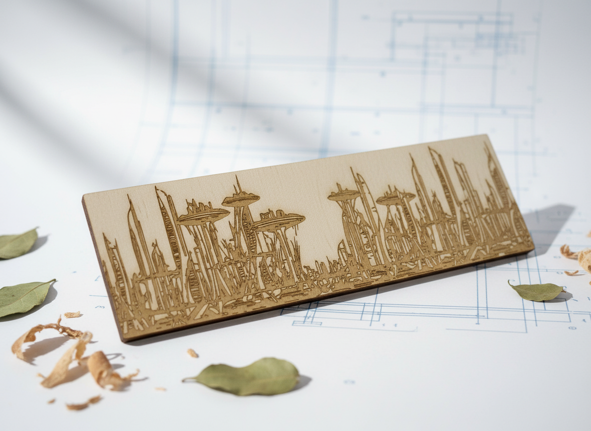 City Skyline on Wood and Metal Panels wood sign design