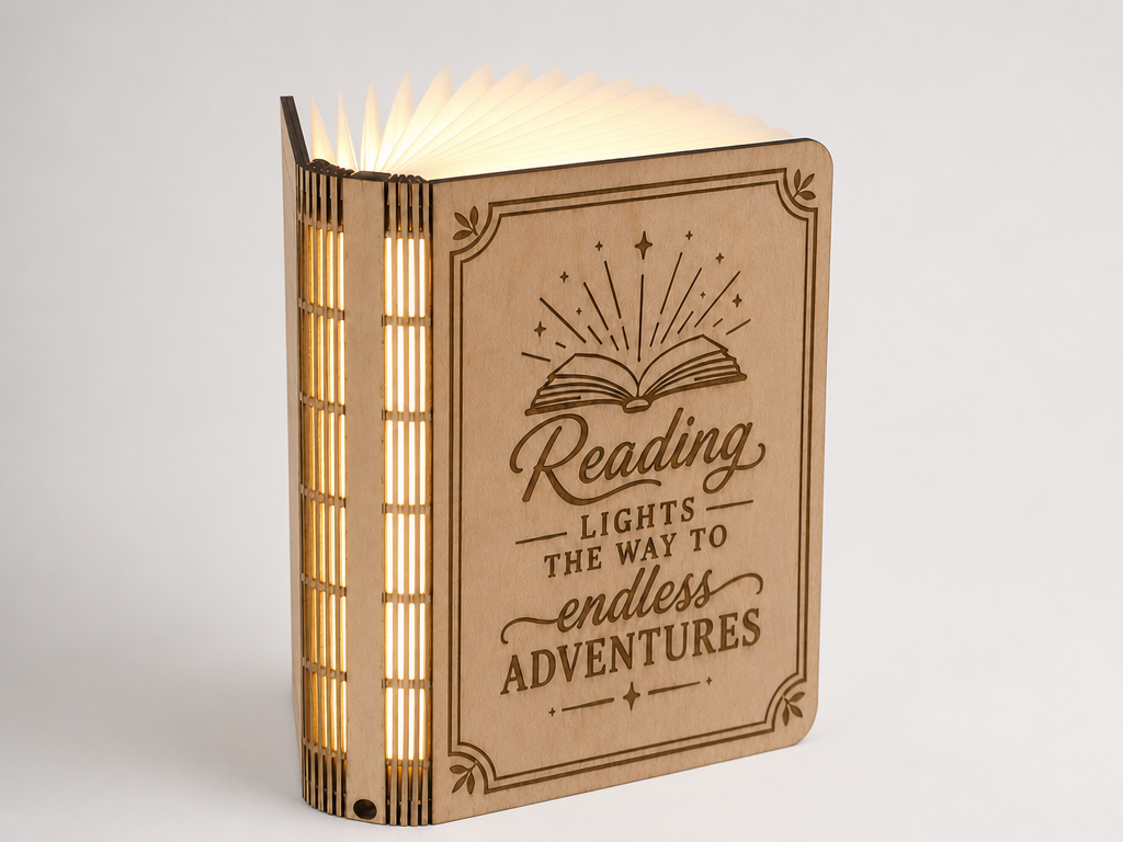 Wooden Book Lamp gift idea