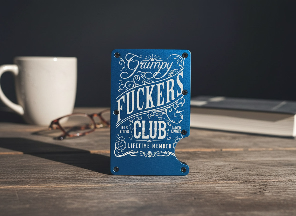 Grumpy Old Man Club Founder and Member Blue Metal Plate gift for him design