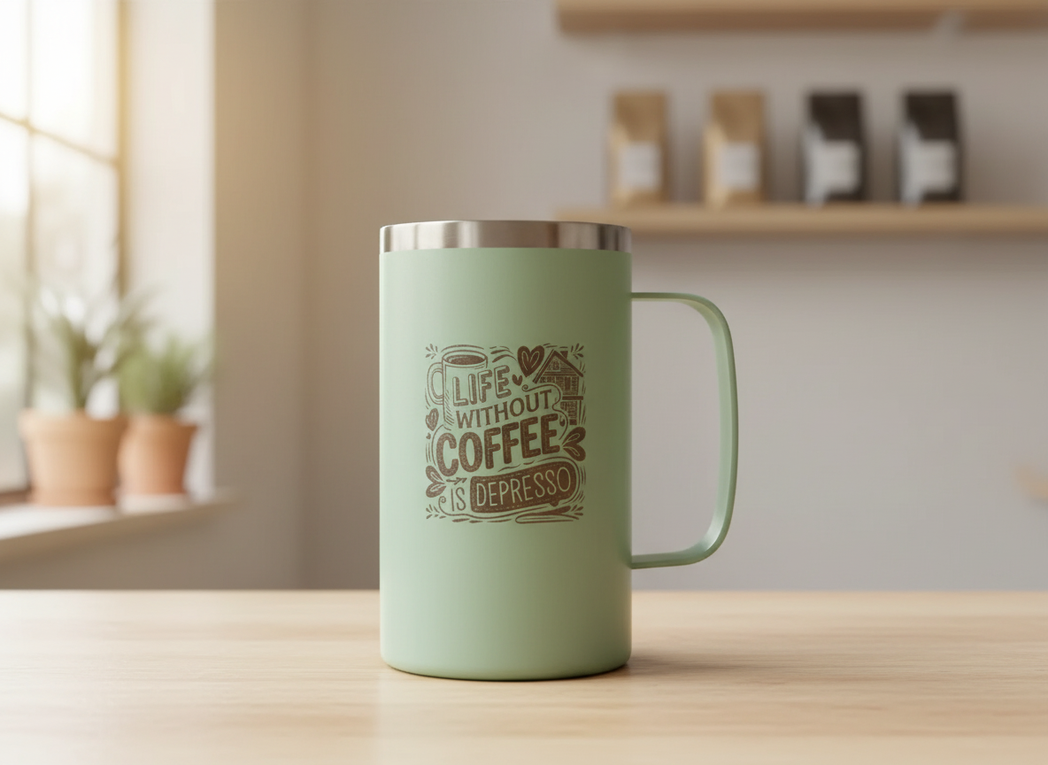 "Life Without Coffee Is Depresso" Engraved Tumbler gift design
