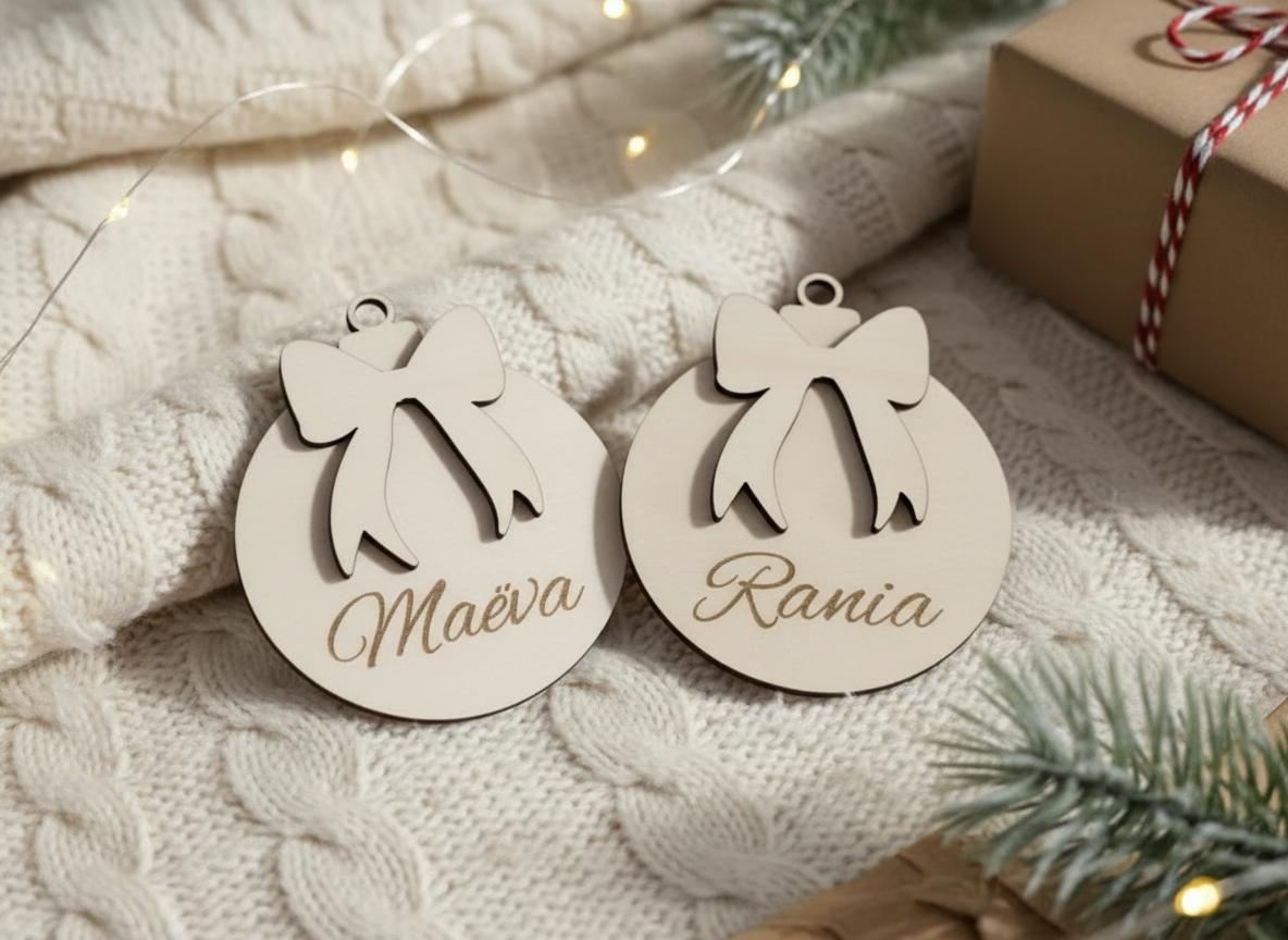 Weihnachtsschleifen-Anhänger selbst gemachter Christbaumschmuck