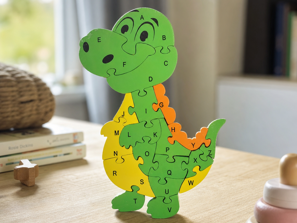 Dinosaur Alphabet Jigsaw laser cut word puzzle idea