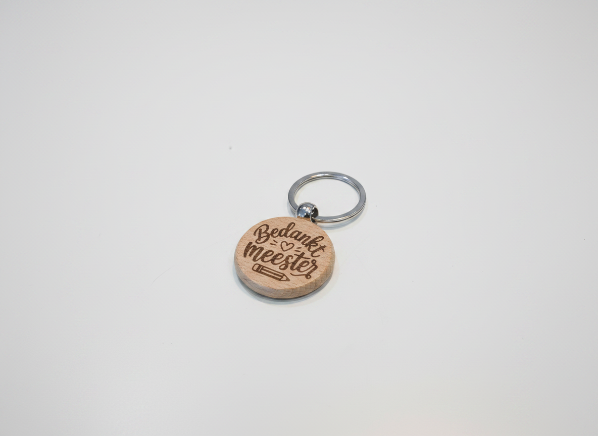 Dutch 'Bedankt Meester' Keychain with Pencil Motif teacher gift design
