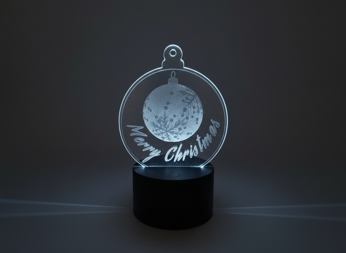 Laser engraved Merry Christmas acrylic ornament for window