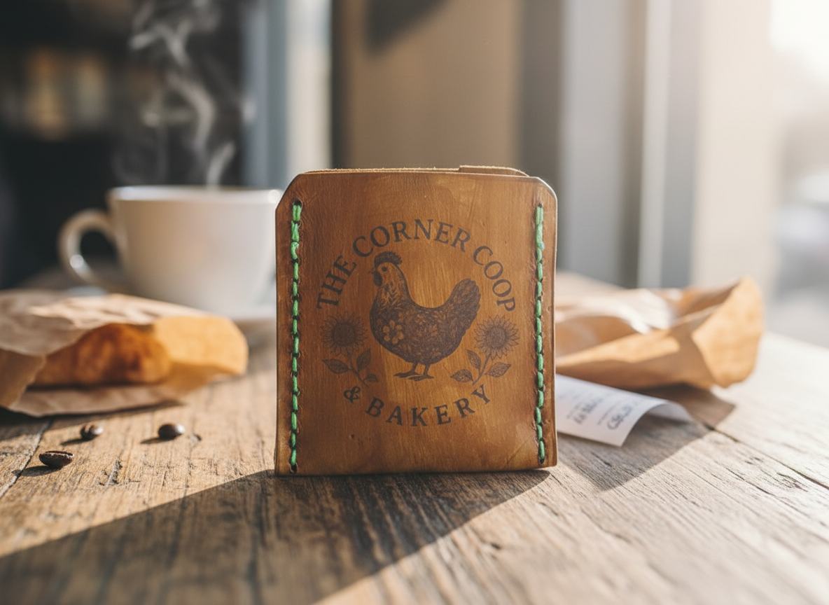Leather Business Card Holder with Logo Engraving office decor idea