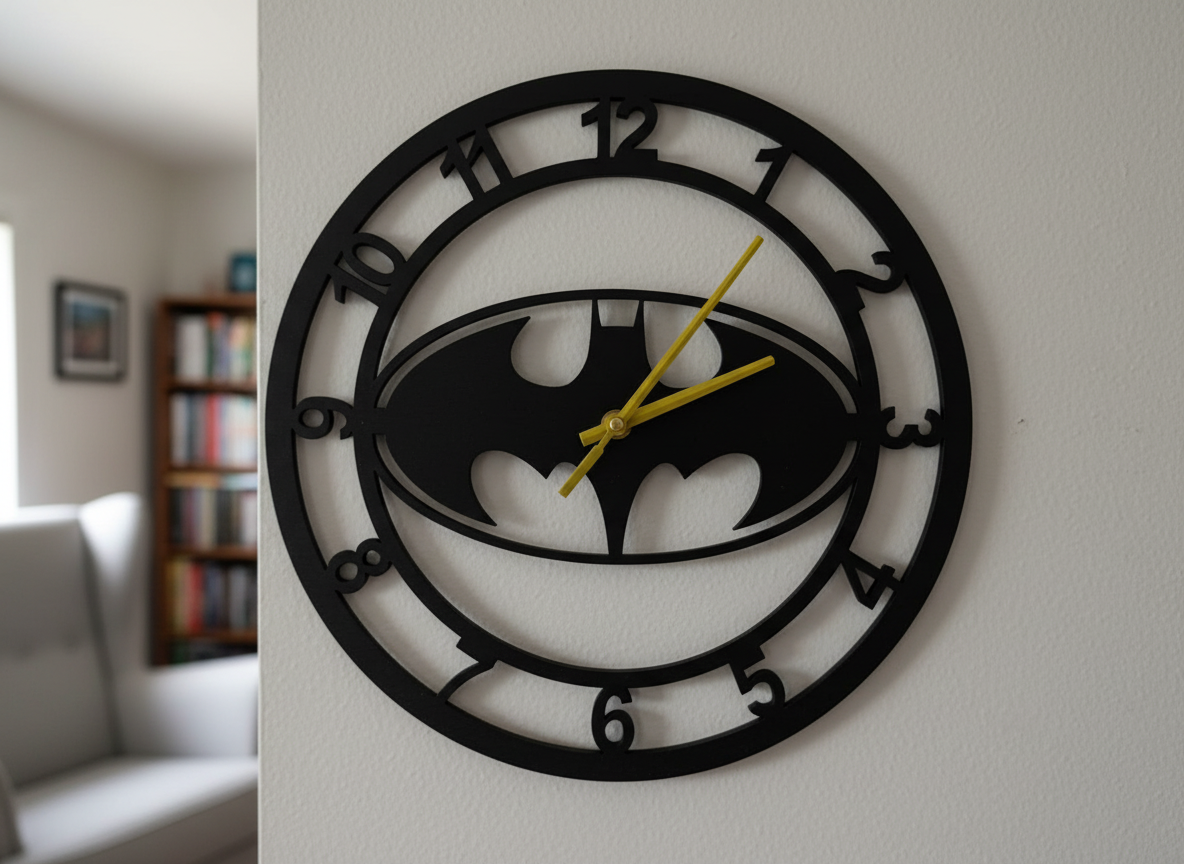 Batman Logo Wall Clock with Yellow Hands wall clock design