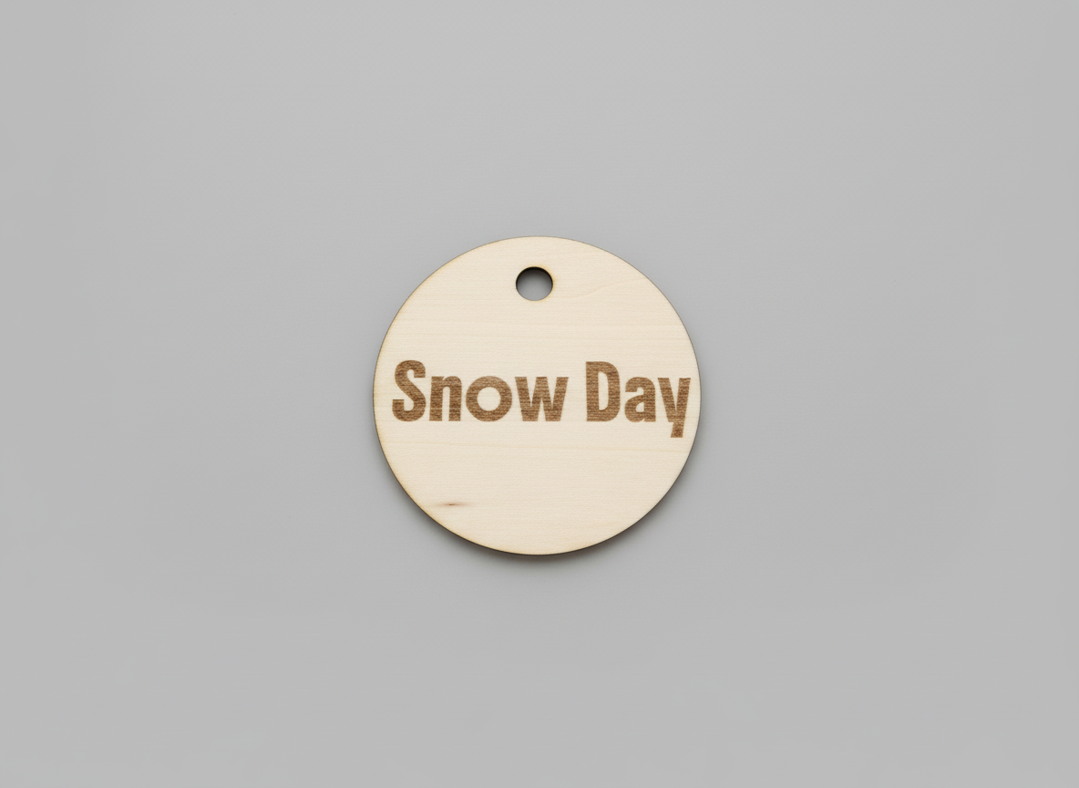 Laser Cut Wooden Snow Day Round Ornament Tag wood slice christmas ornament idea