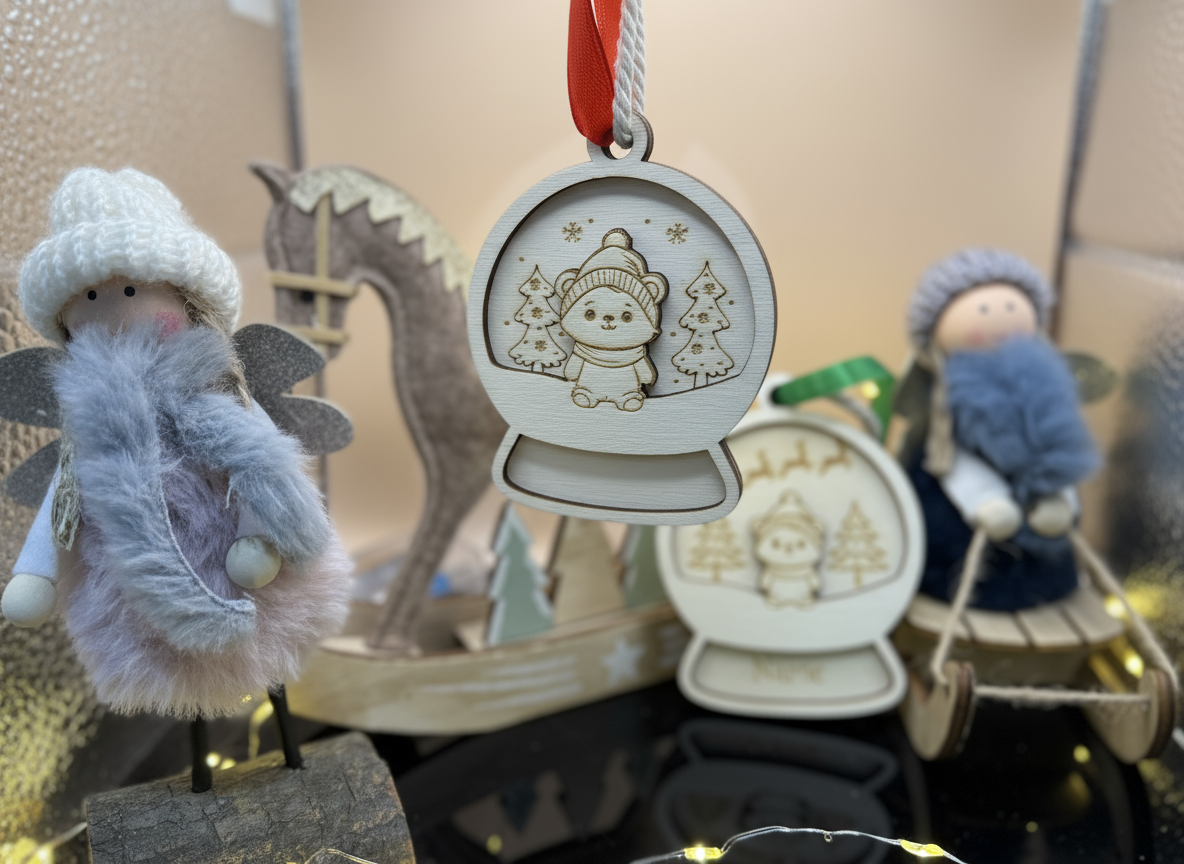 Customizable Bear Snow Globe light up Christmas tree ornament idea