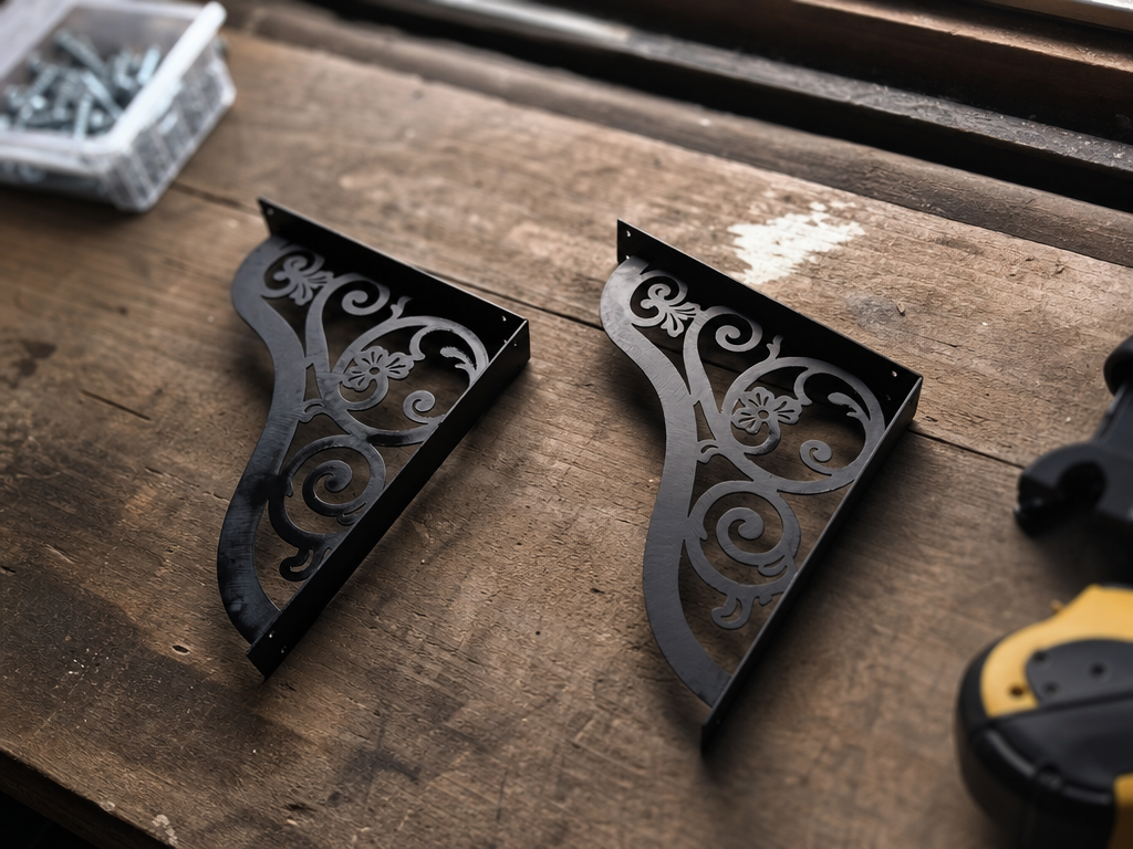 Metal Floral Scrollwork Shelf Brackets