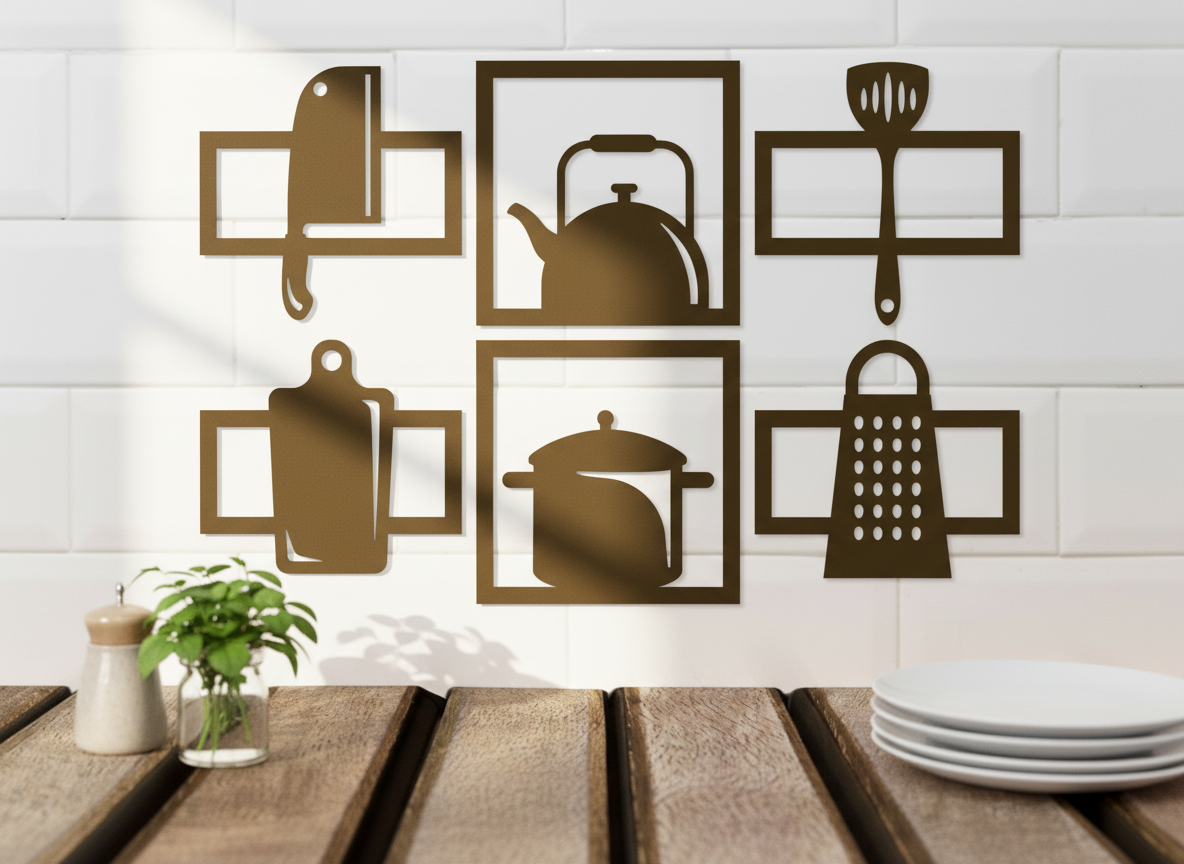 Kitchen Utensil Wall Decor Set kitchen wall art and decor idea