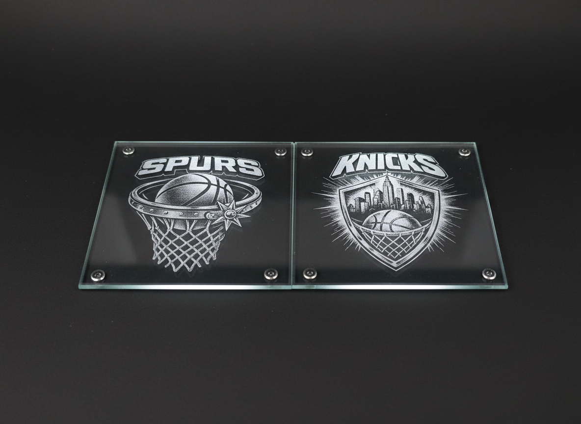 San Antonio Spurs and New York Knicks Basketball Team Logo Glass Coasters sports logo design