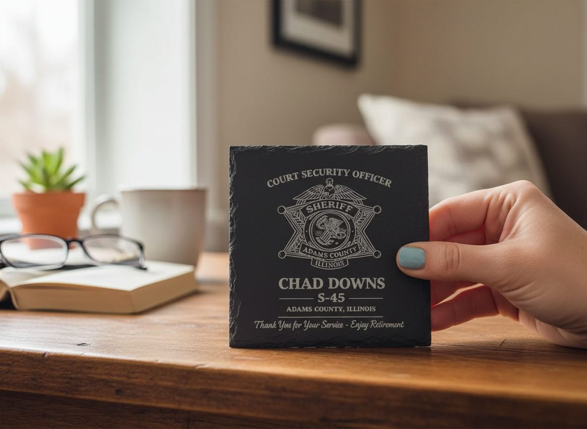 Court Security Officer Retirement Plaque with Sheriff Badge retirement gift design