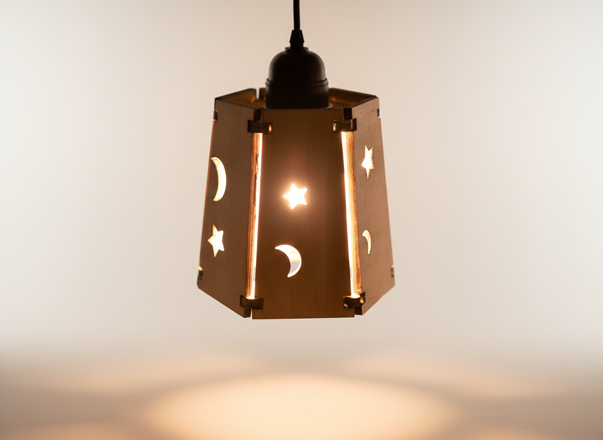 Abat-jour géométrique en bois, idée de lampe en bois et déco lumineuse