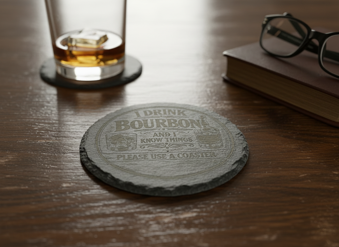 "I Drink Bourbon and I Know Things" Slate Coaster retirement gift for men idea