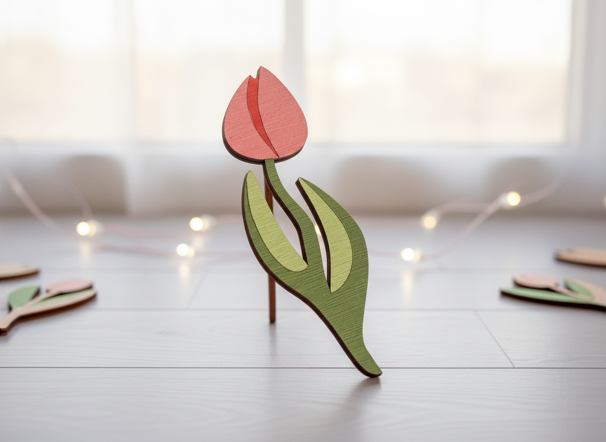 Wooden Tulip Laser Cut — The Eternal Flower wooden flower design