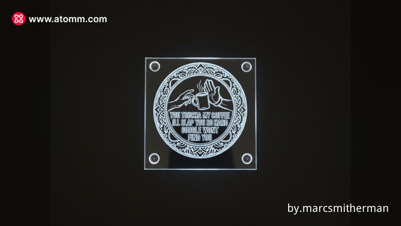 Plain engraved glass coaster design