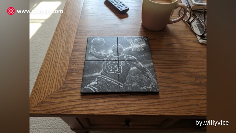Tile art coaster set featuring Michael Jordan and the Chicago Bulls