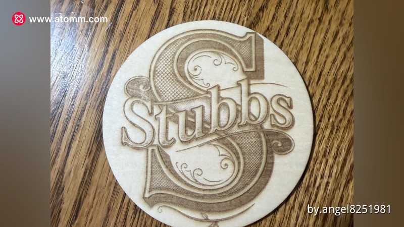 Round wooden coaster with personalized letter S and Stubbs monogram - monogram coaster design