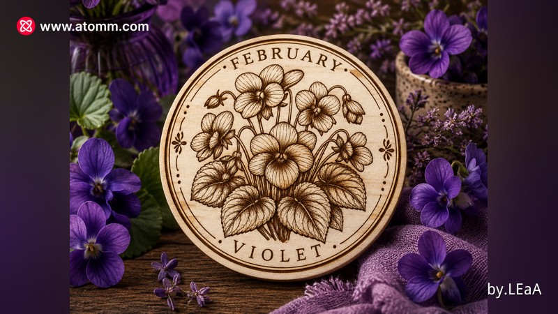 Sottobicchiere fiore di nascita di febbraio, la violetta