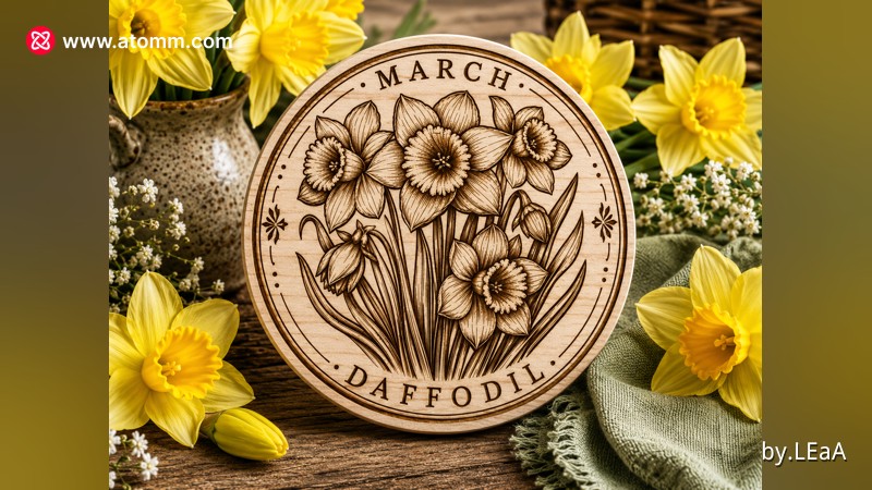 Sottobicchiere fiore di nascita di marzo, il narciso trombone