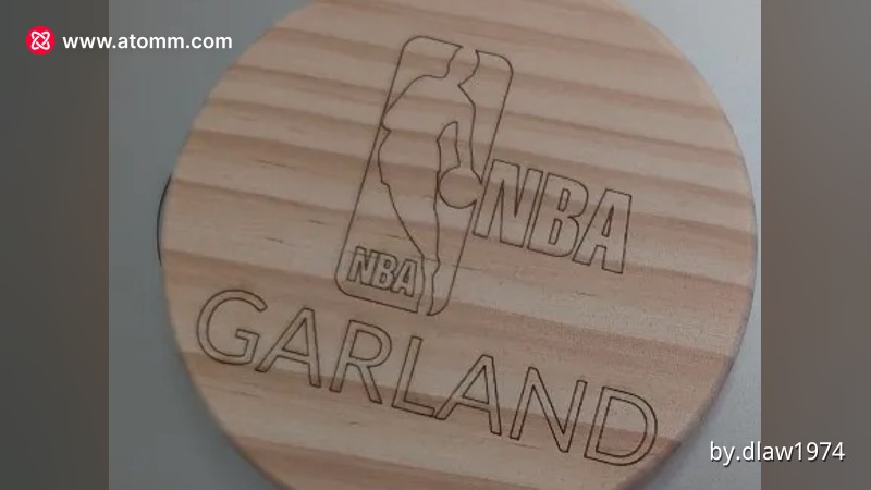 Round wooden coaster with NBA design