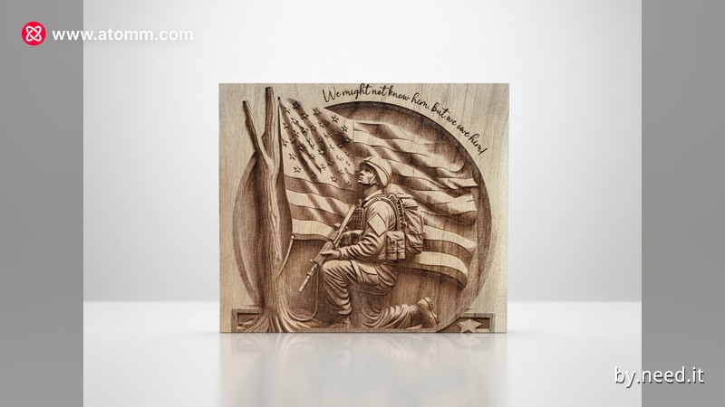 Soldier with USA Flag Deep Engrave - Ready to Use Files - Atomm